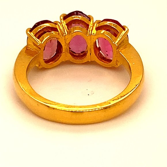 Red Pink Spinel 4.15ct Solid 22K Yellow Gold Ring - Picture 4 of 6